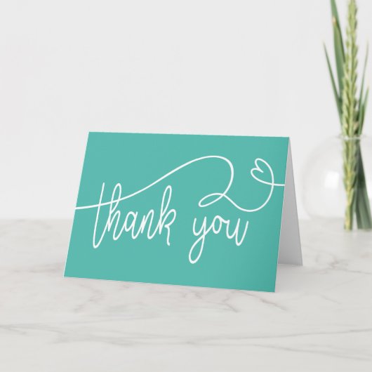 Thank you note card folded blank teal サンキューカード (正面)