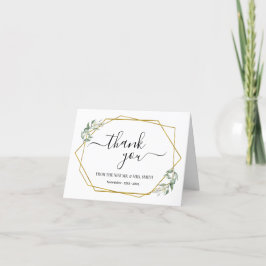 Thank You Note Card Greenery金ゴールド結婚の折り畳み サンキューカード