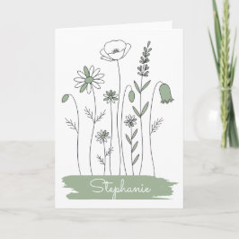 Thank You Note Card - Minimalist Wildflowers ノートカード