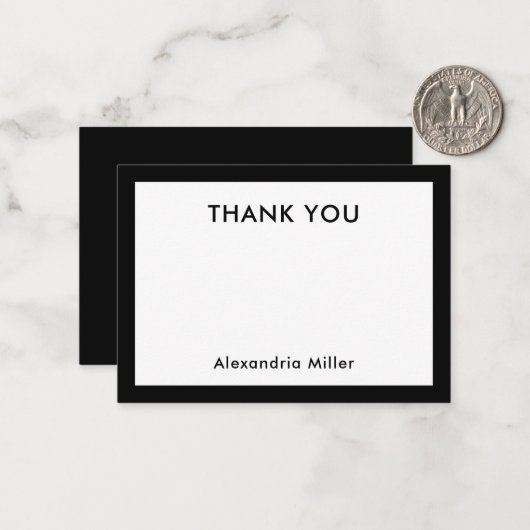 Thank You Note Card with Name Black ノートカード (正面/裏面インサイチュ)