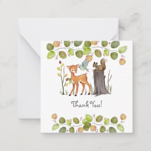 Thank You Note Card Woodland Animals ノートカード (正面)