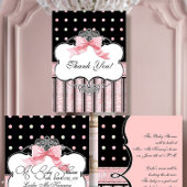 Thank You Note Cards - フランスの Bow Dot Swirl vs2 サンキューカード