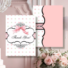 Thank You Note Cards - フランスの Bow Dot Swirl vs2 ノートカード