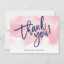 THANK YOU NOTE NOTEハンドレタ淡い色のーのピンクの水色 招待状