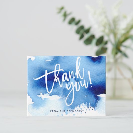 THANK YOU NOTE NOTE hand Lettered dark blue water  招待状 (スタンド正面)