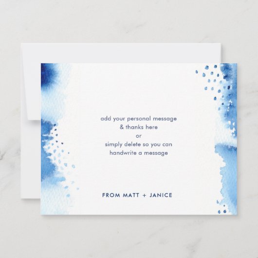 THANK YOU NOTE NOTE hand Lettered dark blue water  招待状 (裏面)