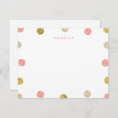 Thank You Note, Pink and金ゴールドグリッター ノートカード (正面/裏面)