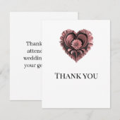 Thank You Note Wedding with Elegant Heart Design サンキューカード (正面/裏面)