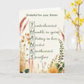 Thank You Nun Religious Life Acrostic Wildflower カード (黄色い花)