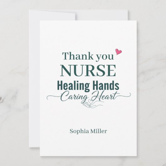 Thank You Nurse Healing Hands Caring Heart Custom サンキューカード (正面)