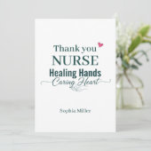 Thank You Nurse Healing Hands Caring Heart Custom サンキューカード (スタンド正面)