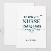 Thank You Nurse Healing Hands Caring Heart Custom サンキューカード (正面/裏面)