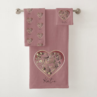 "Thank You" on Dusty Rose バスタオルセット