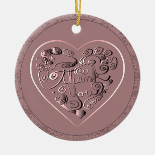 Thank you on dusty rose Ornament セラミックオーナメント (正面)
