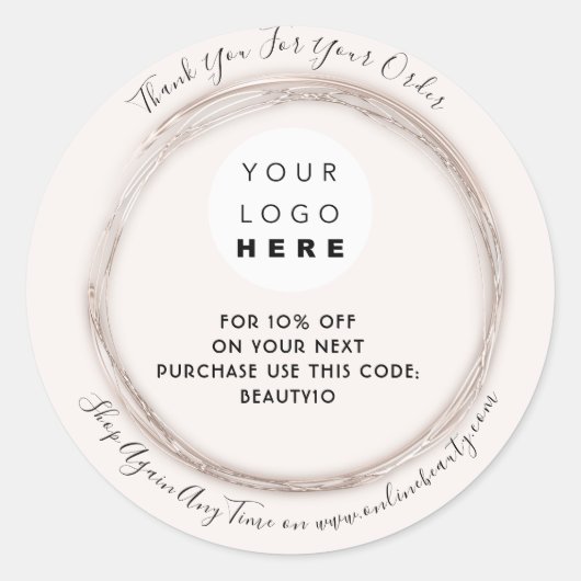 Thank You Orderロゴ割引コードバラ エレガント ラウンドシール (正面)