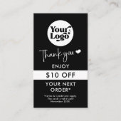 Thank You Order Business Logo QRコードブラックリテール 割引カード (正面)