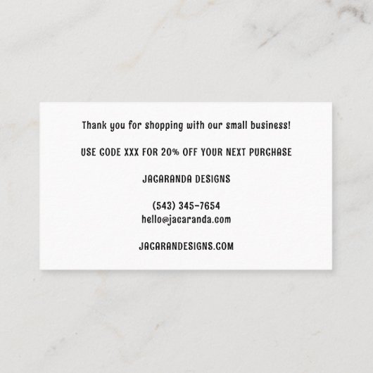 THANK YOU Order Discount Code エレガント Wildflower 名刺 (裏面)