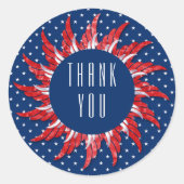 Thank You Patriotic Red White and Blue ラウンドシール (正面)