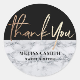 Thank You Personalized 16th Bridal Marble ラウンドシール