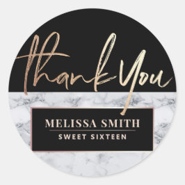 Thank You Personalized 16th Bridal Marble ラウンドシール