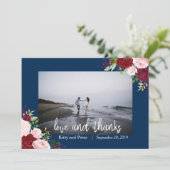 Thank You Photo 結婚's Navy Burgundy サンキューカード (スタンド正面)