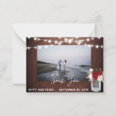 Thank You Photo 結婚's Wood Burgundy Mason Jar ノートカード (正面)