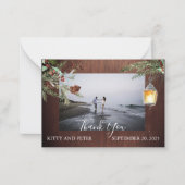 Thank You Photo 結婚's Wood Winter Christmas ノートカード (正面)