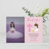 THANK YOU PHOTO 1st Communion - GIRL PINK サンキューカード (スタンド正面)