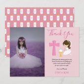 THANK YOU PHOTO 1st Communion - GIRL PINK サンキューカード (正面/裏面)