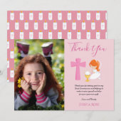 THANK YOU PHOTO 1st Communion - RED HAIR GIRL サンキューカード (正面/裏面)