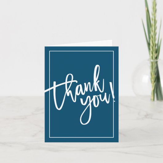 THANK YOU PHOTO CARD はっきりした hand Lettered Navy Blu サンキューカード (正面)