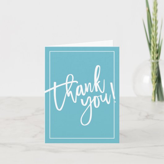 THANK YOU PHOTO CARD hand Lettered はっきりしたターコイズ サンキューカード (正面)