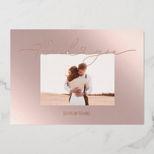 Thank You Photo Cards Real Foil script heart 箔シーズンカード (正面)