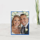 Thank You - Photo on Cobalt Blue & White Roses サンキューカード (正面)