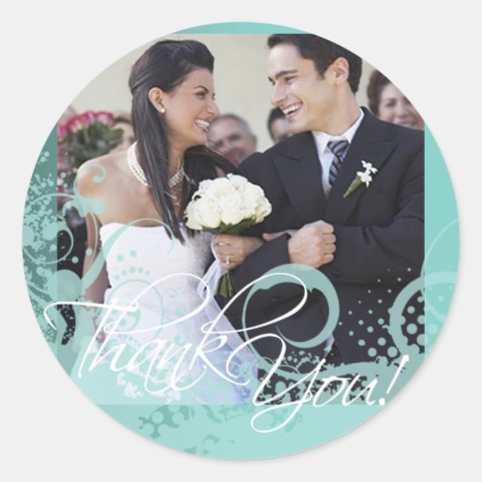 Thank You Photo Sticker (Grungyフローラ) ラウンドシール (正面)