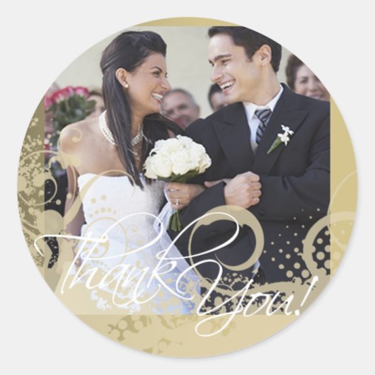 Thank You Photo Sticker (Grungyフローラ) ラウンドシール (正面)