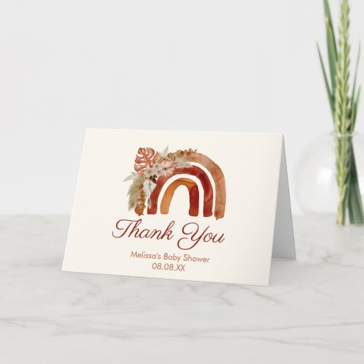 Thank You Photo Terracotta Boho Rainbow Tropical サンキューカード (正面)