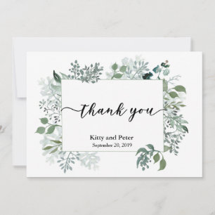 Thank You Photo's Greenery結婚の離れGreeneryにモダン感謝 サンキューカード
