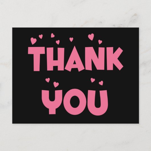 Thank You Pink And Blackハート葉書 ポストカード (正面)
