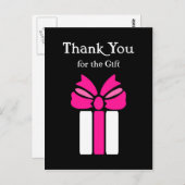 Thank You Pink and Black With Bow ポストカード (正面/裏面)