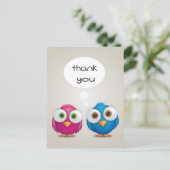 Thank You Pink and Blue Lovebirds Post Card ポストカード (スタンド正面)