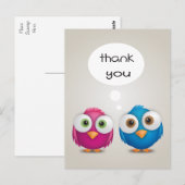 Thank You Pink and Blue Lovebirds Post Card ポストカード (正面/裏面)