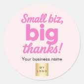 Thank you pink business logo ラウンドシール (正面)