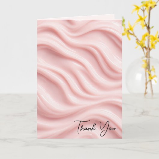 Thank You Pink Cream Abstract Design カード (黄色い花)