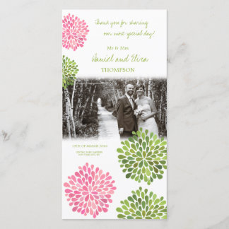 Thank You Pink & Green開花結婚の写真 サンキューカード