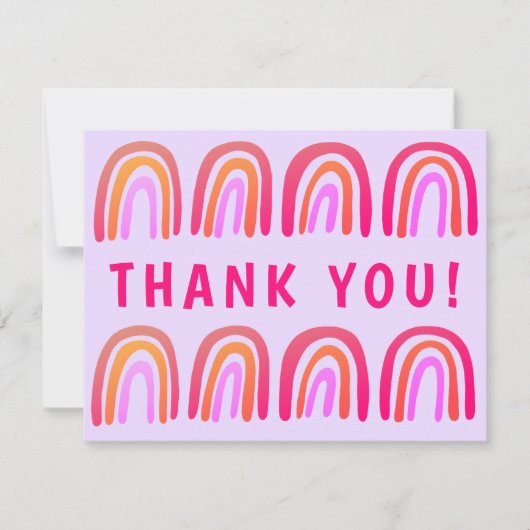 THANK YOU Pink Orange カラフル Sweet Rainbow カード (正面)