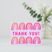 THANK YOU Pink Orange カラフル Sweet Rainbow カード (スタンド正面)