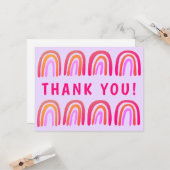 THANK YOU Pink Orange カラフル Sweet Rainbow カード (正面/裏面インサイチュ)