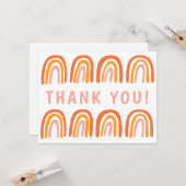 THANK YOU Pink Orange カラフル Sweet Rainbow カード (正面/裏面インサイチュ)