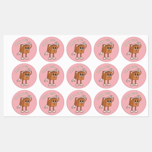 Thank You Pink Package Sticker ラベル (シート)